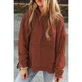 Chestnut Quilted Patchwork Exposed Seam Hoodie