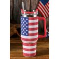 Red Rhinestone American Flag Print Handled 40oz...