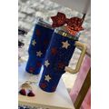 Dark Blue Star Shape Rhinestone Handle Large Va...