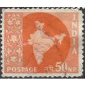 INDIA, Map of India, orange-red 1958, 50NP, #3