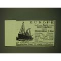 1902 Dominion Line Ad - Europe sail from Boston...