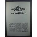 1963 Alitalia Airlines Ad - To London? Are you Kidding?