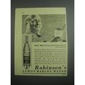 1948 Robinson's Lemon Barley Water Ad - How the...