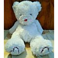 Plush 18" White Fluffy Teddy Bear Hearts on Fee...