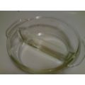 Oven proof clear glass divided dish
