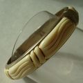 Vintage Clamper Bracelet Celluloid Brass Ivorin...