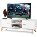Modern 55-inch Solid Wood TV Stand in White Fin...