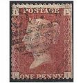 1858 SG43 1d Red Plate 182 Good/Fine Used Check...