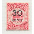 NORTH BORNEO 1895 30 CENTS SURCHARGE ON $1 SCAR...