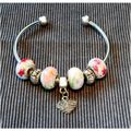 USA Charm European Beads Silver Plated Bracelet...
