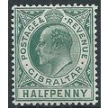 Gibraltar 1907 SG66 1/2d Blue-Green Mounted Min...