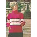 Yarn Knit Sweater Pattern Bold Stripe Turtleneck