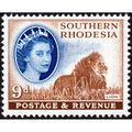 Southern Rhodesia QEII 1953 9d Blue & Brown Unm...