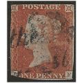 1844 SG12o 1d Orange-Brown Town Cancel in BLACK...