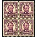 555, Mint VF NH 3¢ Block of Four Lincoln Stamps...