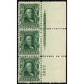 300, Mint VF NH 1¢ PL# & Imprint Strip of 3 Sta...