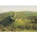 Corfe Castle Postcard posted 1983 creased