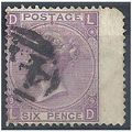 1870 SG109 6d Mauve Plate 9 Good Used Wing Marg...