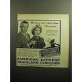 1958 American Express Travelers Cheques Ad - George Burns and Gracie Allen