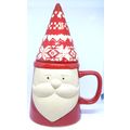 Christmas Santa Mug Ceramic Knitted Deer & Snow...