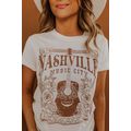 White NASHVILLE MUSIC CITY Graphic Crew Neck Tee