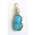 Turquoise Titanium Copper Wire Wrap Gemstone Pe...
