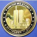 Remember 9/11. Challenge Coin. 1.50" Gold Tone....