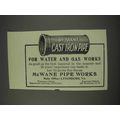 1910 McWane Pipe Works Ad - For Water and Gas