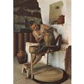 Colour Postcard - Greek Potter throwing a pot o...