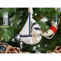 Pack Of 2] Wooden Rustic Blue Sailboat Model Ch...