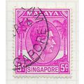 SINGAPORE MALAYA 1948 KG6 USED 5c BRIGHT PURPLE...