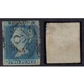 GB 1841 QV 2d Blue Imperf stamp ( N & L ) PMK L...