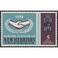 New Hebrides 1965 5c reddish purple & turquoise...