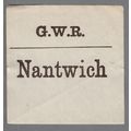 GREAT WESTERN RAILWAY LUGGAGE LABEL - NANTWICH ...