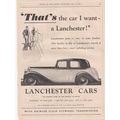 1936 LANCHESTER MOTOR CAR MAGAZINE ADVERT