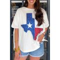 White Sequined Texas Graphic Plus Size T Shirt