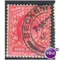GB stamps 1902-10 KEV11 - 1d SG219 Beckenham 38