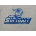 WORCESTER STATE SOFTBALL GRAY T SHIRT with BLUE...