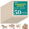 50 Pack Basswood Sheets for Crafts,12"X12"X1/8"...