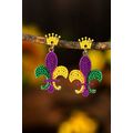Purple Mardi Gras Beaded Earrings