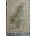 1850 Black's steel engraved map Sweden & Norway