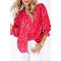Strawberry Pink Western Aztec Geometric Ruffled...