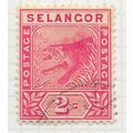 SELANGOR MALAYA 1891 2c TIGER JUMPING ROSE USED...