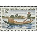 MADAGASCAR, Postal Canoe, blue 1965, 12F