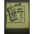 1958 Frappe Mint Green Cigarettes Advertisement - New Mint-Green