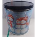 Vintage Snowman Family Tin. 9 Diameter x 9 Deep...