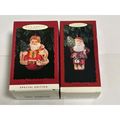 Lot of 2 1996 Hallmark Ornaments Santa Woodland...