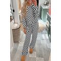 Black Checkered Print Long Sleeve Top and Pants...