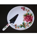 Lefton Americana 12 ½" cake plate & 9 ½" server...