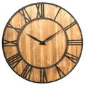 Round 30-inch Roman Numeral Silent Wood Metal F...